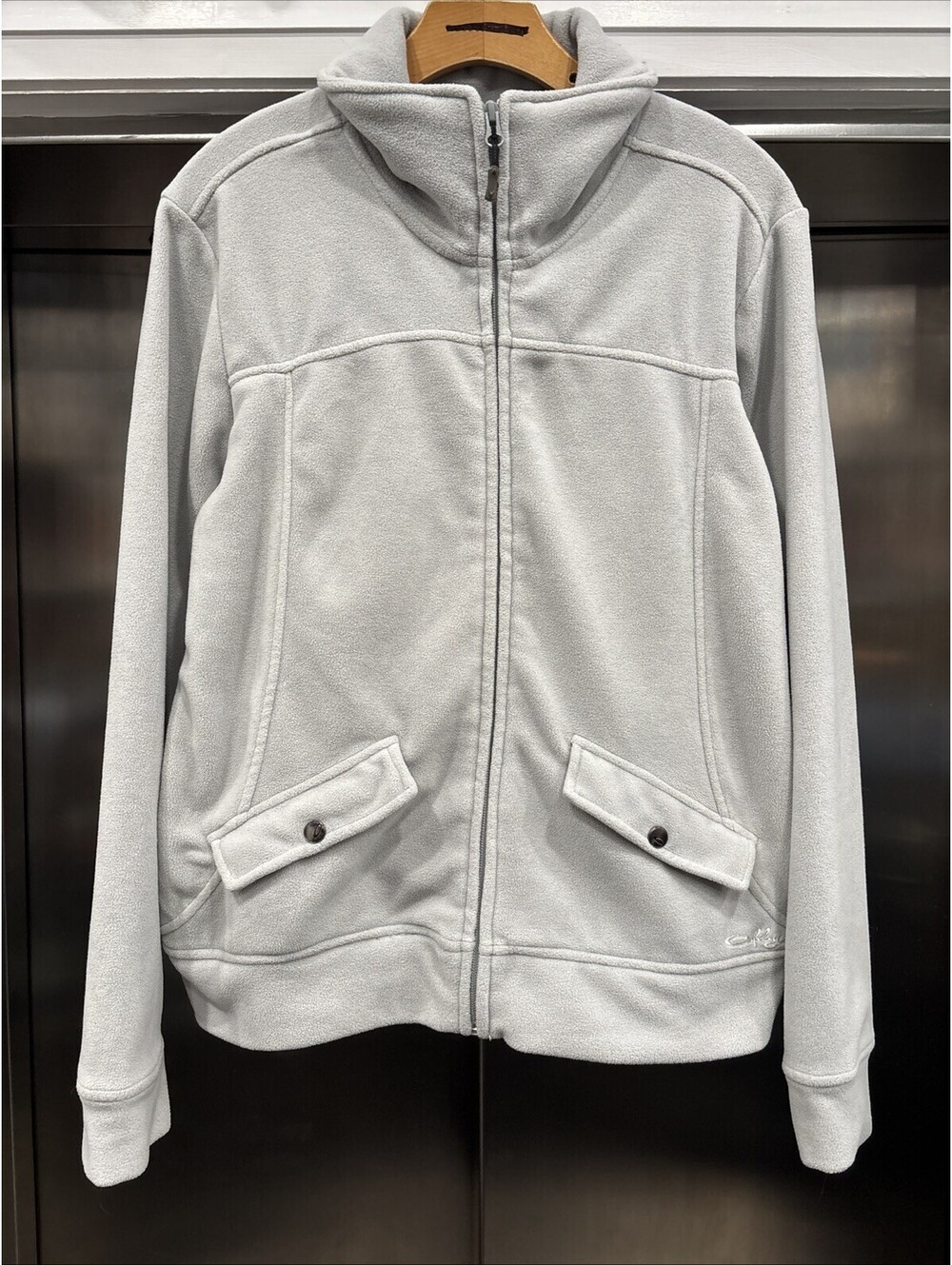 Grey Oakley Y2K Fleece Full Zip Sweater